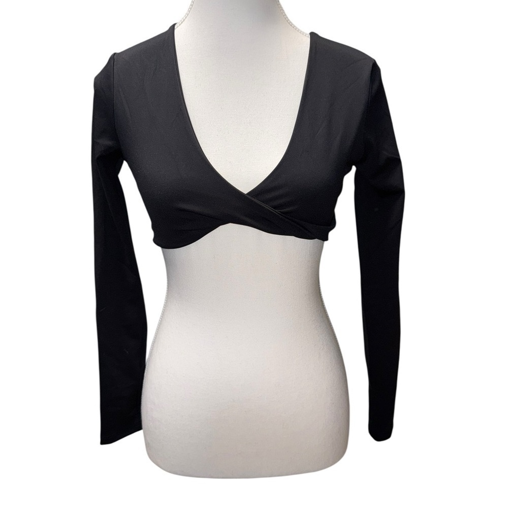 Molly Green Long Sleeve Black Crop Top